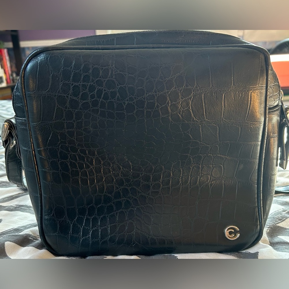 Black Crocodile-Embossed Women’s Bag